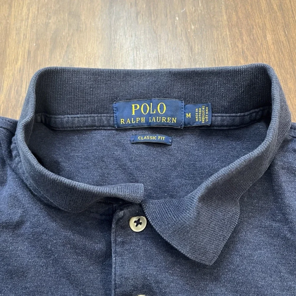 Polo Ralph Lauren Polo M Mens S/S Classic Blue Gray Flesh Pony Preppy Cotton